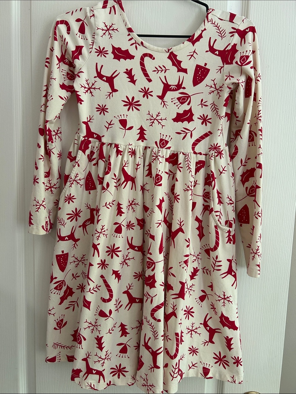 Hanna Andersson 140 10 Girls Long Sleeve Dress Christmas with Pockets
